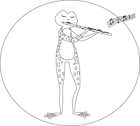 Toad Playing Flute Coloring Page